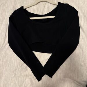 Wild Fable Black Long Sleeve Crop Top